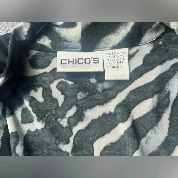 Chico's Black & White Tunic Size M/8 - Picture 8 of 9